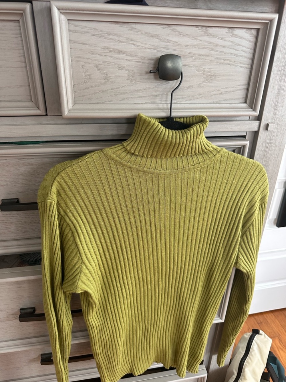 Ribbed Turtleneck Sweater in Olive Green - Picture 6 of 7